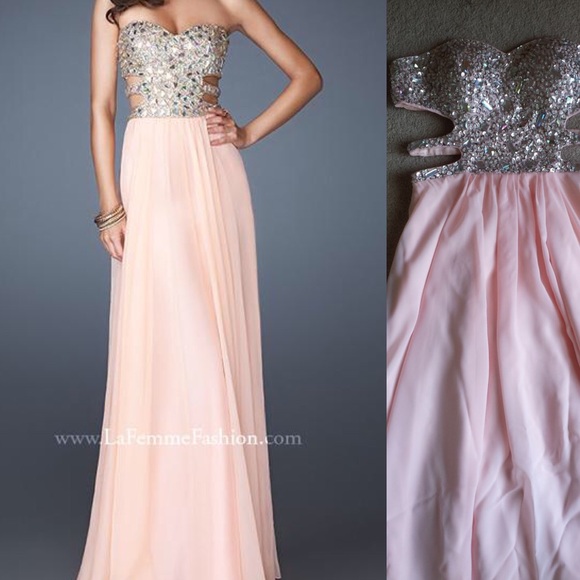 La Femme Sequin/Rhinestone cut out prom dress - Picture 2 of 7